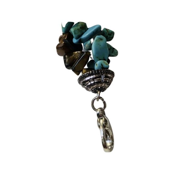VTG Blue Turquoise Tiger Eye Layering Necklace 18" Bohemian Southwestern Boho - Picture 9 of 9